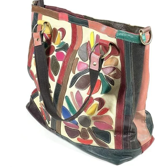 Amerileather Bags Amerileather Rosalie Leather Canvas Floral